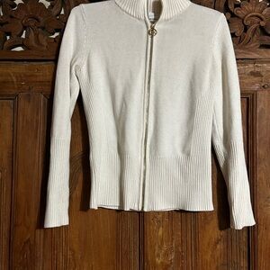 Calvin Klein Cream Zip-Up Cardigan
